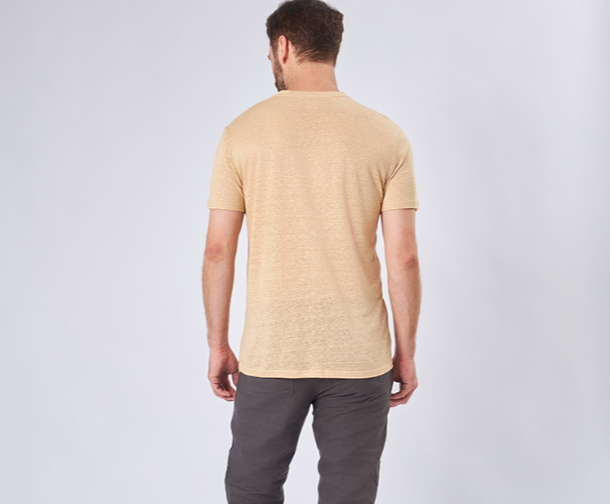 Льняная мужская футболка бежевая из 100% органического льна Uzor Wear